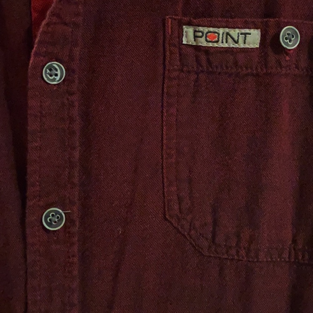 POINT ZERO Burgundy Denim Men’s Shirt !!! Size Large - Picture 5 of 8